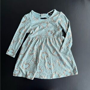Picapino Charming Kids Dress in Light Blue with Gold Accents Size 3T